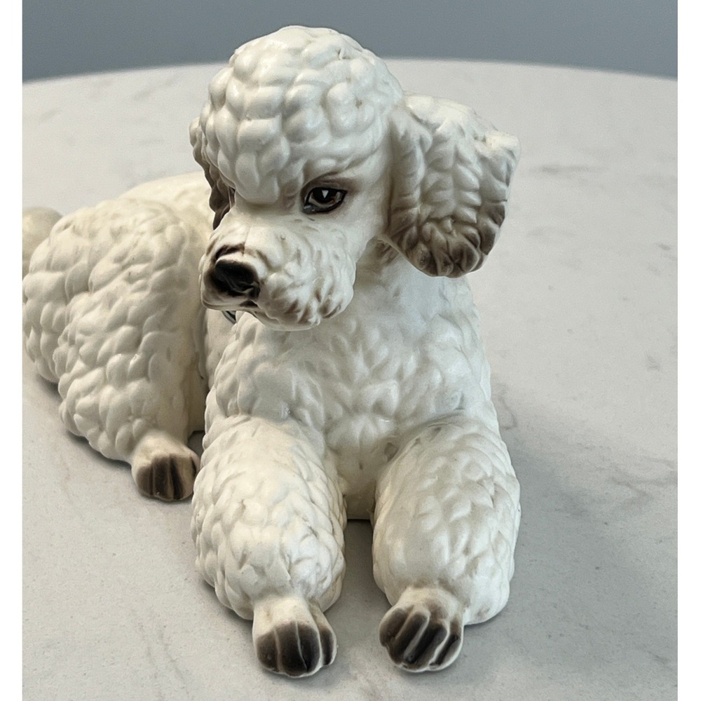 Vintage Josef Originals White Poodle Ceramic Figurine Reclining Japan MCM Dog - Picture 4 of 11